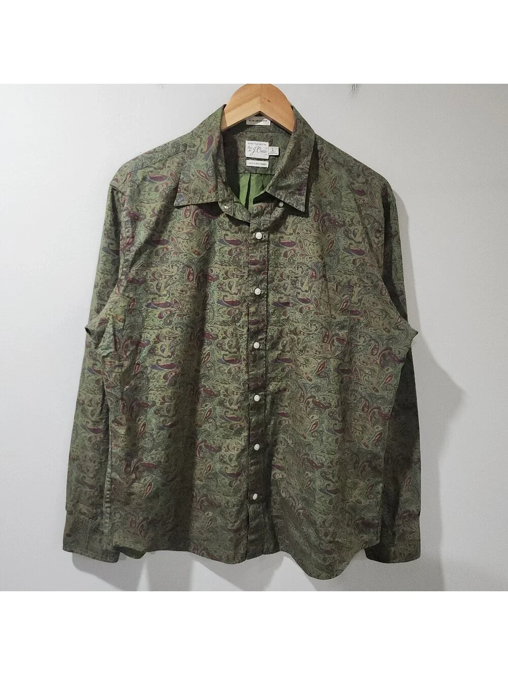 J.Crew Slim Untucked Button Down Paisley All Over Art Boho Trippy Preppy Large